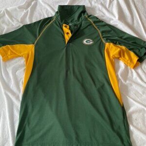 Green Bay Packers NFL Team Apparel Polo Shirt Men’s Medium Green Yellow